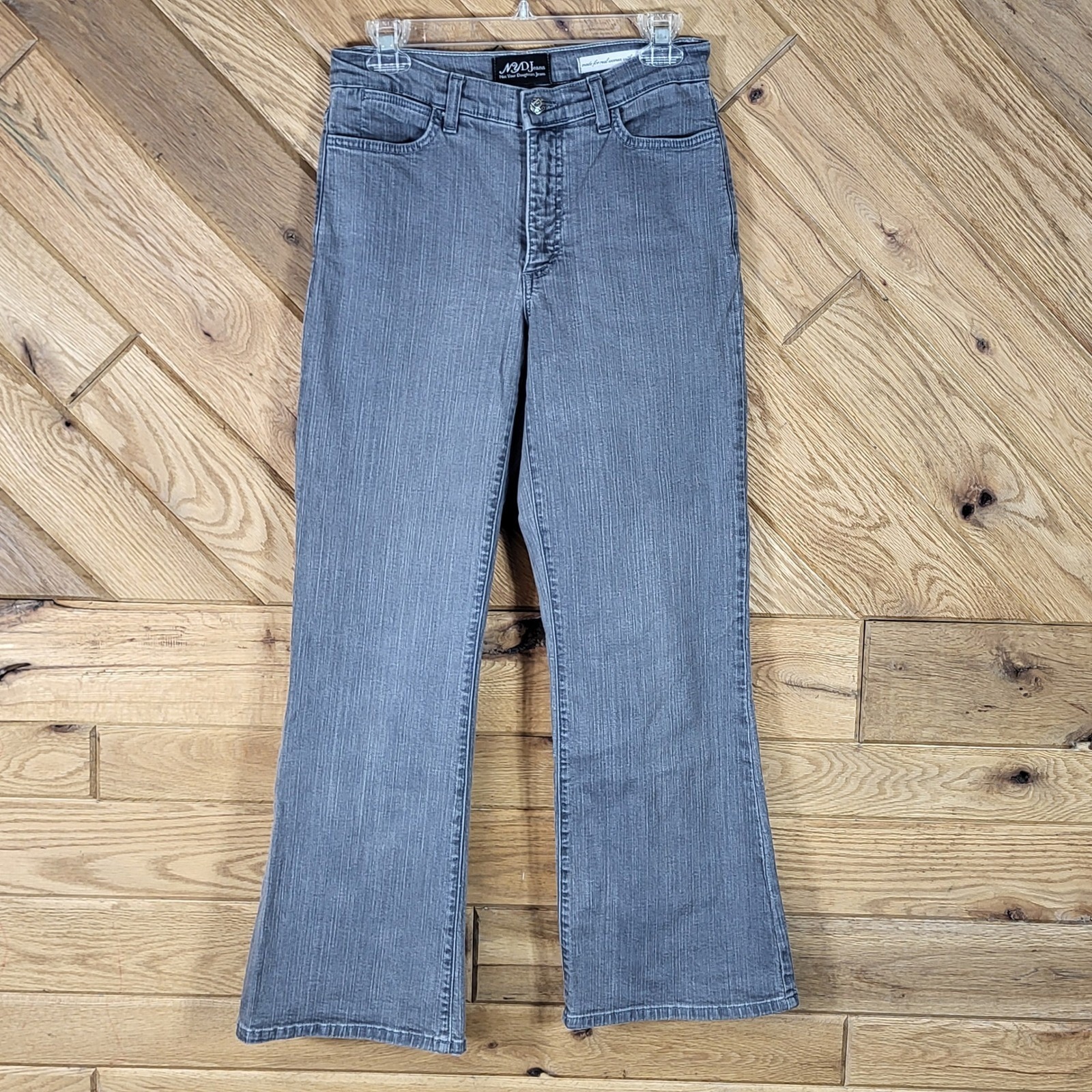 Nydj Bootcut Jeans Womens 4p High Rise Stretch Textured Denim Gray
